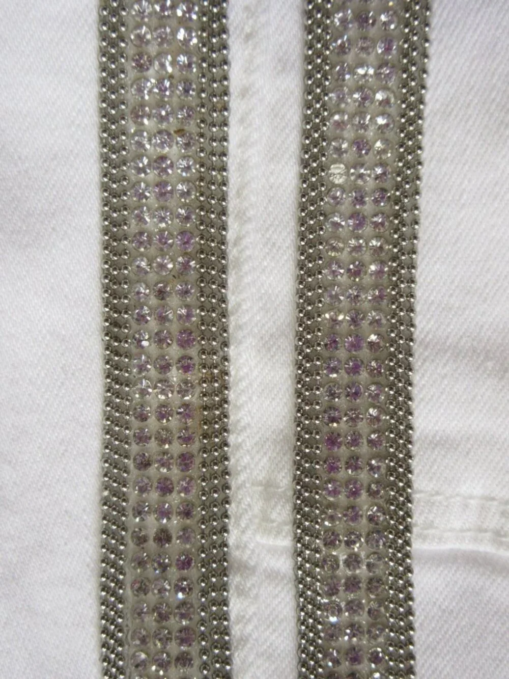 NWT L'Agence Margot in Blanc High-Rise Skinny Crystal Racing Stripe Jeans 26